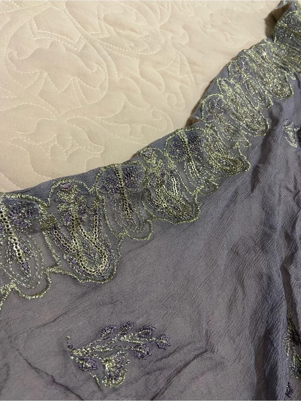 Purple Women’s Indian Boho Sheer Dupatta Scarf Wrap Shawl Embroidered Details